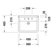 Duravit Lavabo encastré Starck 3 56x46,5 cm, EB v ob, avec HL, ÜL, HLB, blanc-4