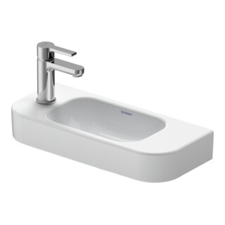 Duravit Lavabo Happy D.2 50x22 cm, sans trop-plein, avec trop-plein, trop-plein à gauche, blanc