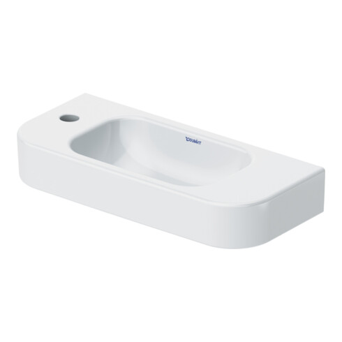 Duravit Lavabo Happy D.2 50x22 cm, sans trop-plein, avec trop-plein, trop-plein à gauche, blanc