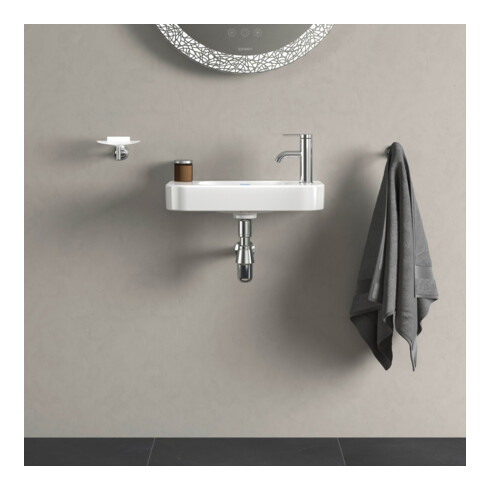 Duravit Lavabo Happy D.2 50x22 cm, sans trop-plein, avec vidage, vidage à droite, blanc