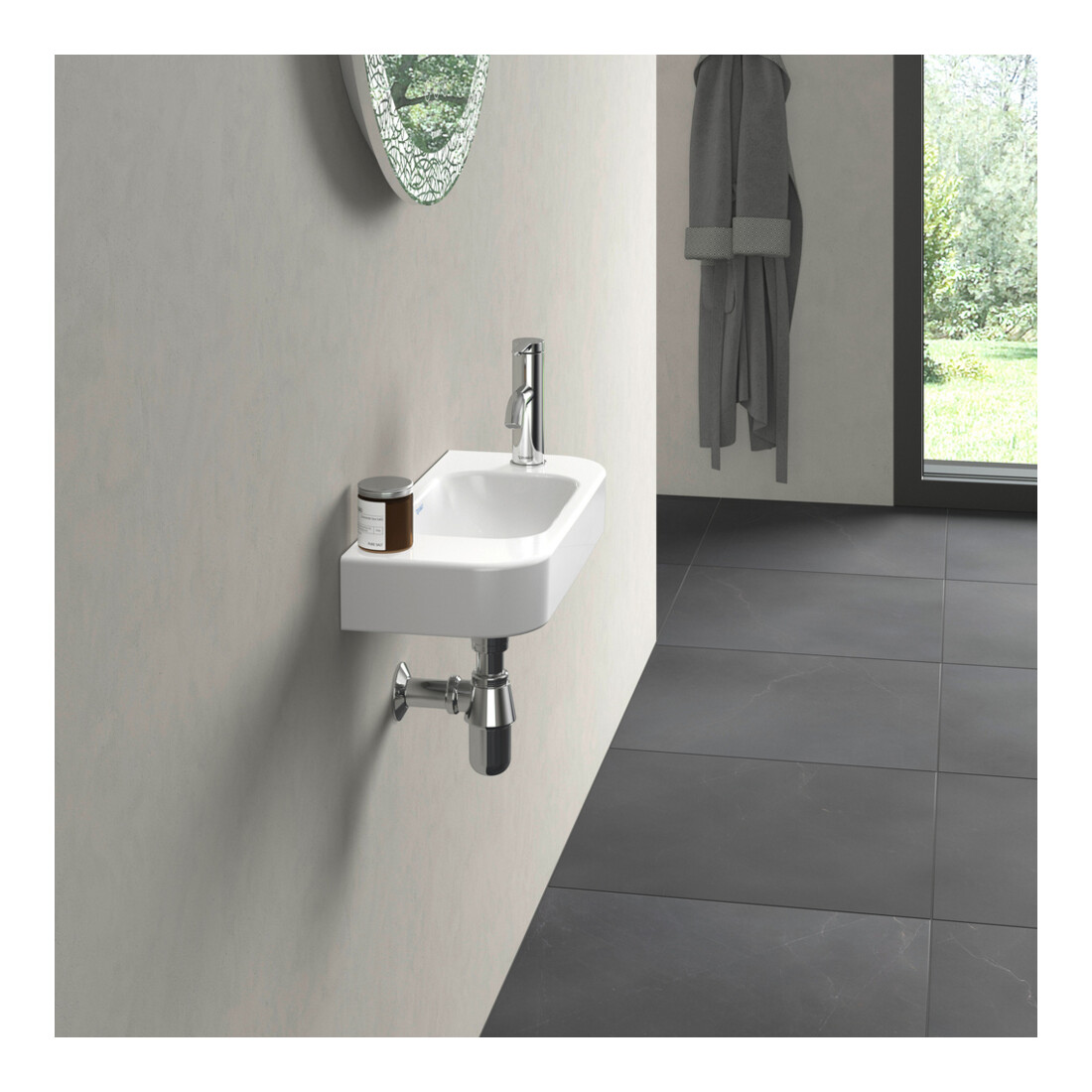 Duravit Lavabo Happy D.2 50x22 cm, sans trop-plein, avec vidage, vidage à droite, blanc