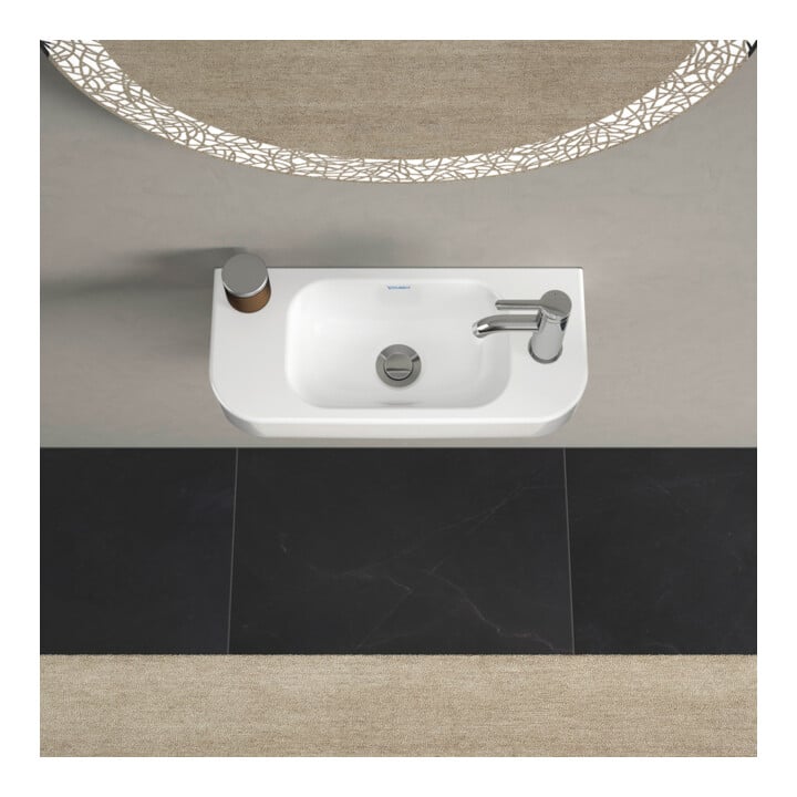 Duravit Lavabo Happy D.2 50x22 cm, sans trop-plein, avec vidage, vidage à droite, blanc