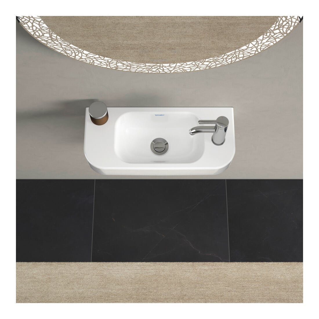 Duravit Lavabo Happy D.2 50x22 cm, sans trop-plein, avec vidage, vidage à droite, blanc