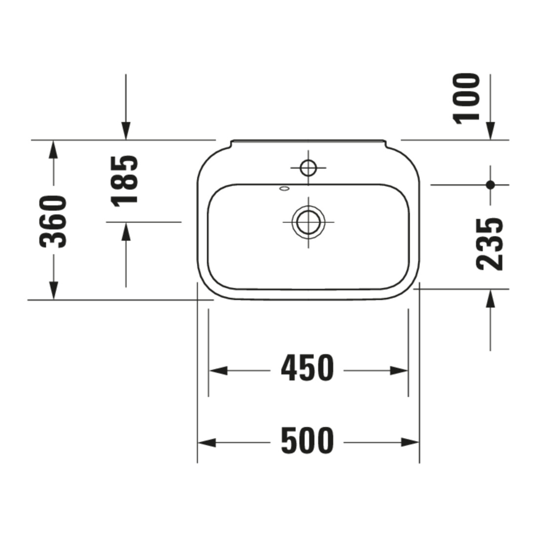 Duravit Lavabo Happy D.2 50x36 cm, avec trop-plein, blanc