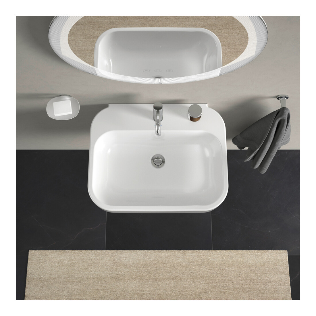 Duravit Lavabo Happy D.2 60x47,5 cm, blanc, m HL, ÜL, plan vasque avec trou robinet