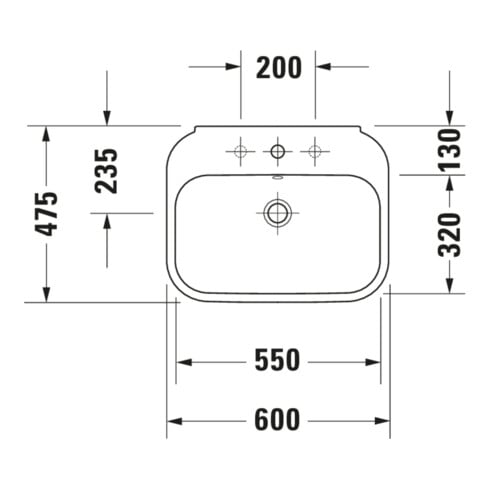 Duravit Lavabo Happy D.2 60x47,5 cm, blanc, m HL, ÜL, plan vasque avec trou robinet