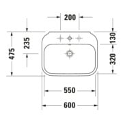 Duravit Lavabo Happy D.2 60x47,5 cm, blanc, m HL, ÜL, plan vasque avec trou robinet-5