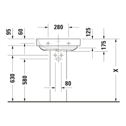 Duravit Lavabo Happy D.2 60x47,5 cm, blanc, m HL, ÜL, plan vasque avec trou robinet