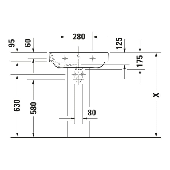 Duravit Lavabo Happy D.2 60x47,5 cm, blanc, m HL, ÜL, plan vasque avec trou robinet