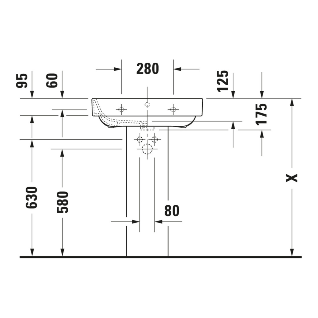 Duravit Lavabo Happy D.2 60x47,5 cm, blanc, m HL, ÜL, plan vasque avec trou robinet