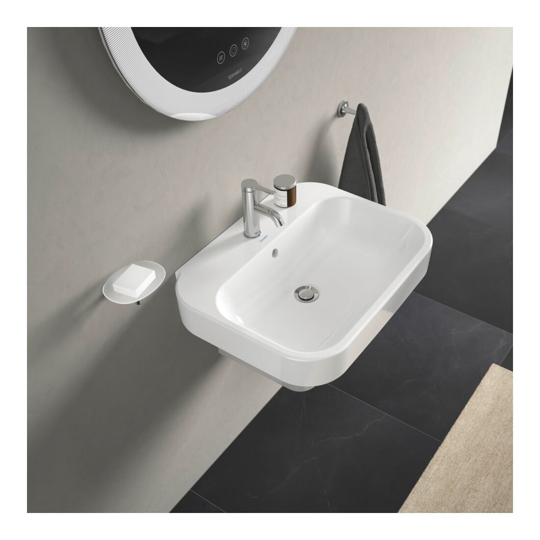 Duravit Lavabo Happy D.2 60x47,5 cm, blanc, m HL, ÜL, plan vasque avec trou robinet