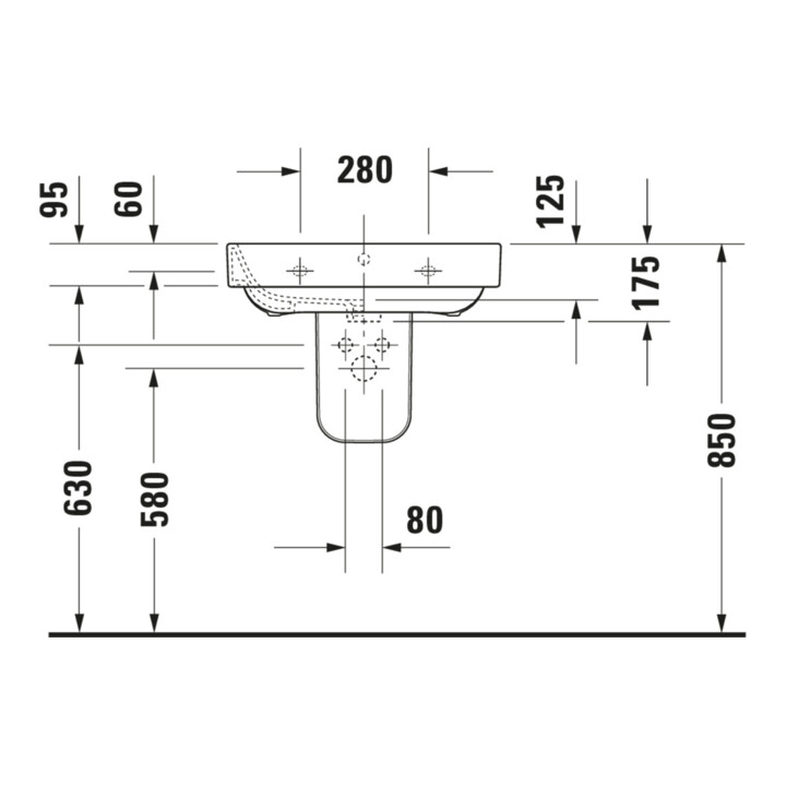 Duravit Lavabo Happy D.2 60x47,5 cm, blanc, m HL, ÜL, plan vasque avec trou robinet