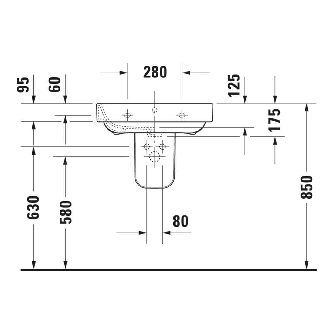 Duravit Lavabo Happy D.2 60x47,5 cm, blanc, m HL, ÜL, plan vasque avec trou robinet