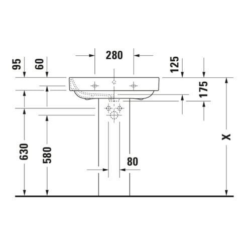 Duravit Lavabo Happy D.2 65x49,5 cm, blanc, avec trop-plein, 1 trou robinet