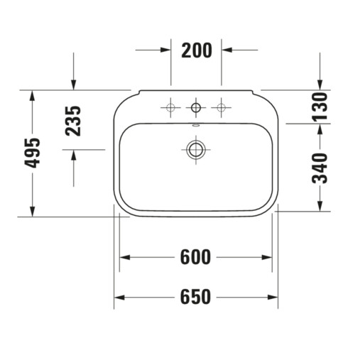 Duravit Lavabo Happy D.2 65x49,5 cm, blanc, avec trop-plein, 1 trou robinet