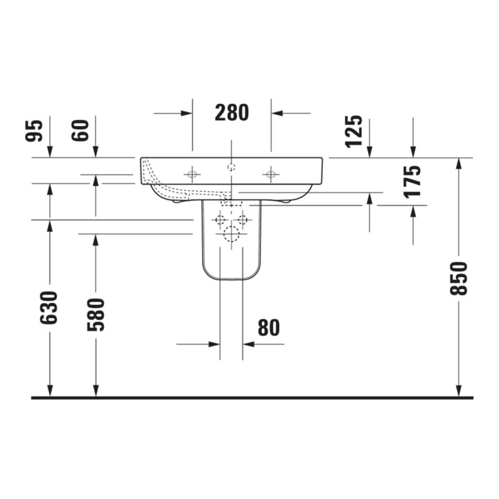 Duravit Lavabo Happy D.2 65x49,5 cm, blanc, avec trop-plein, 1 trou robinet