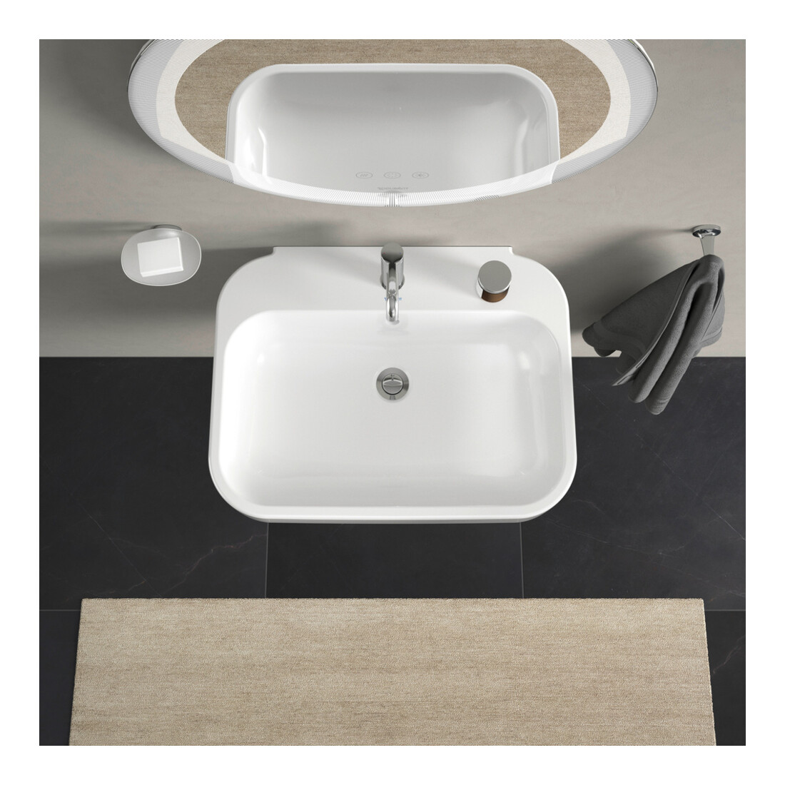 Duravit Lavabo Happy D.2 65x49,5 cm, blanc, avec trop-plein, 1 trou robinet