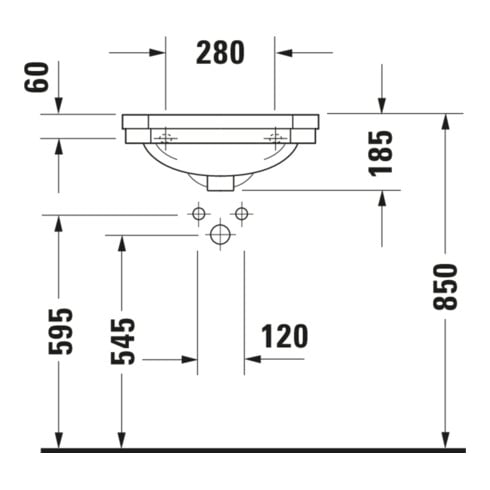 Duravit Lavabo mural 1930 50x36,5 cm, avec trop-plein, avec trou de robinet, blanc