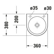 Duravit Lavabo mural Architec 36x38 cm, DL droite, sans trop-plein, avec trop-plein, blanc-3