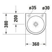 Duravit Lavabo mural Architec 36x38 cm, EC gauche, sans trop-plein, avec trop-plein, blanc-3