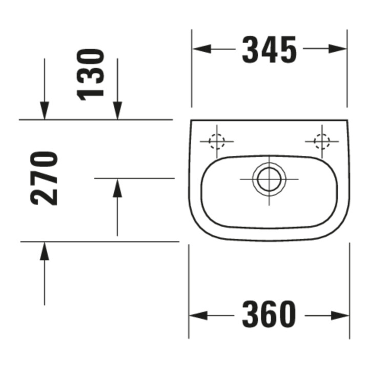 Duravit Lavabo mural D-Code 36x27 cm, avec trop-plein, trou de robinet à droite, blanc