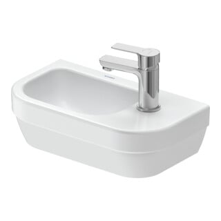 Duravit Lavabo mural D-Code 40x22 cm, avec robinetterie, trop-plein, blanc HygGlaze