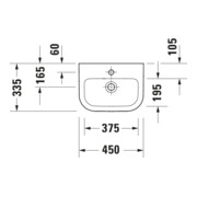 Duravit Lavabo mural D-Code 45x33,5 cm, avec trou robinet, trop-plein, blanc-4