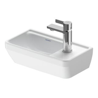 Duravit Lavabo mural D-Neo 40x22 cm, gauche, sans trop-plein, avec trop-plein, blanc