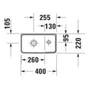 Duravit Lavabo mural D-Neo 40x22 cm, gauche, sans trop-plein, avec trop-plein, blanc-4