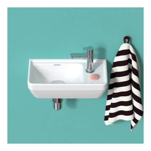 Duravit Lavabo mural D-Neo 40x22 cm, gauche, sans trop-plein, avec trop-plein, blanc