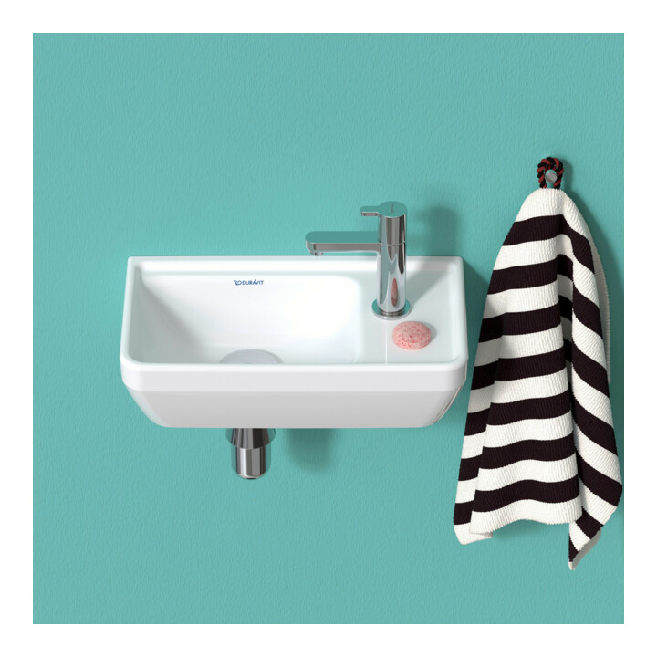 Duravit Lavabo mural D-Neo 40x22 cm, gauche, sans trop-plein, avec trop-plein, blanc