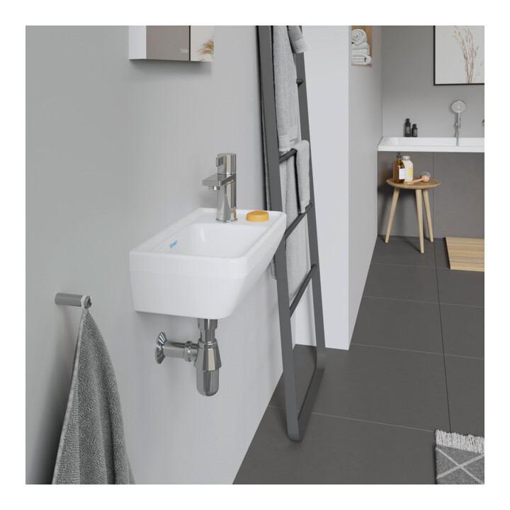 Duravit Lavabo mural D-Neo 40x22 cm, gauche, sans trop-plein, avec trop-plein, blanc