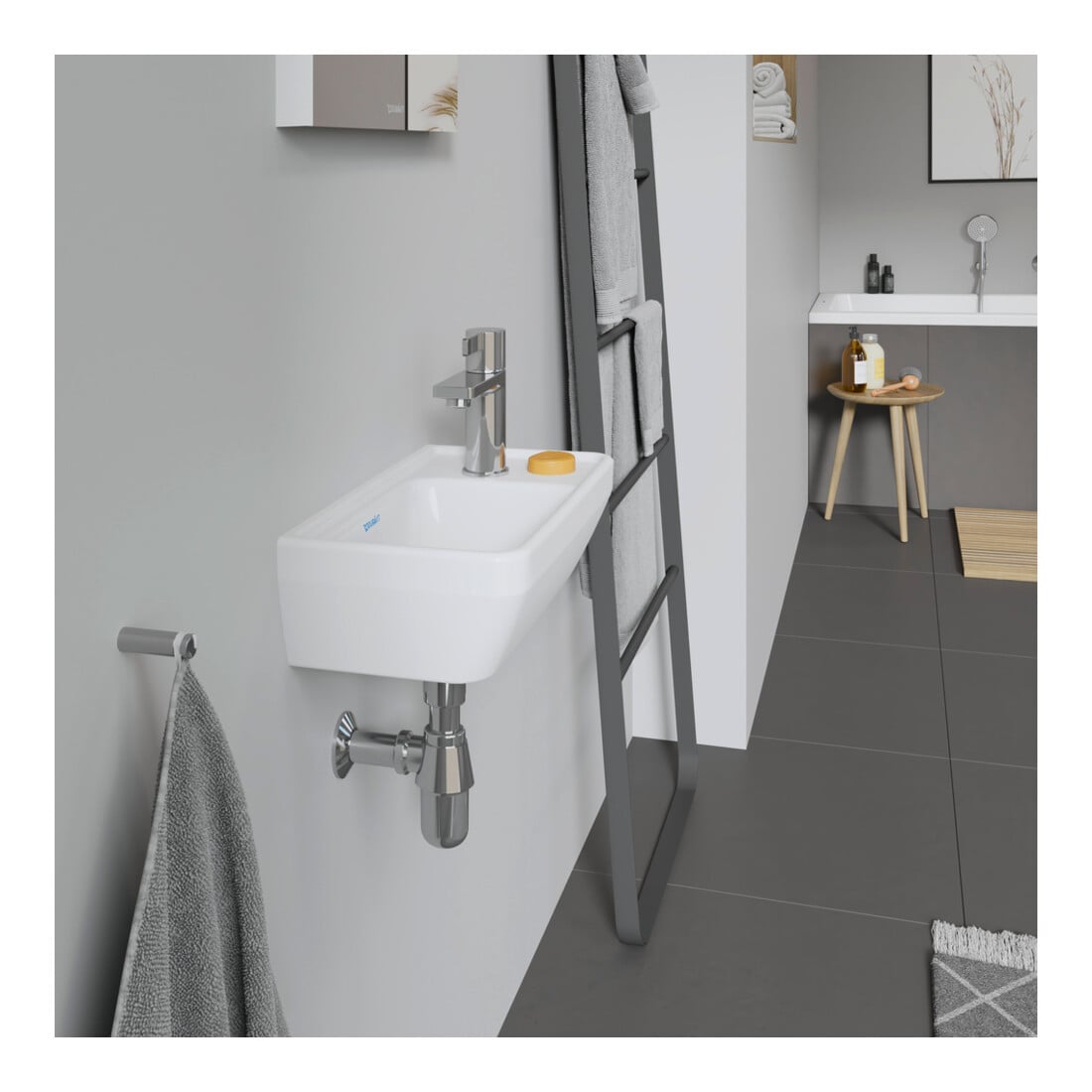 Duravit Lavabo mural D-Neo 40x22 cm, gauche, sans trop-plein, avec trop-plein, blanc