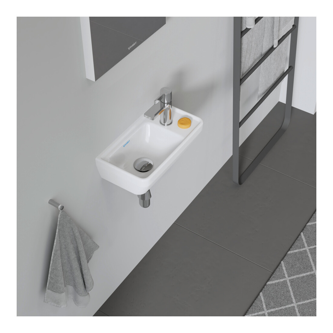 Duravit Lavabo mural D-Neo 40x22 cm, gauche, sans trop-plein, avec trop-plein, blanc