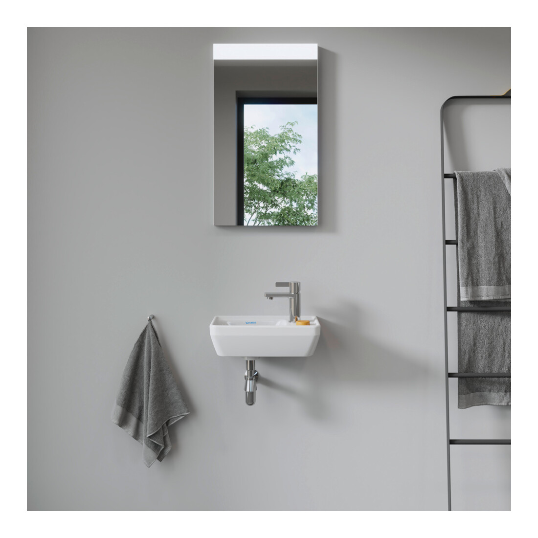 Duravit Lavabo mural D-Neo 40x22 cm, gauche, sans trop-plein, avec trop-plein, blanc