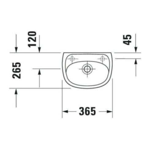 Duravit Lavabo mural Duraplus Compact 36,5x26,5 cm, 2 trous, avec trop-plein, blanc