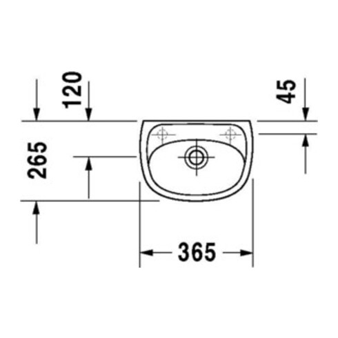 Duravit Lavabo mural Duraplus Compact 36,5x26,5 cm, 2 trous, avec trop-plein, blanc