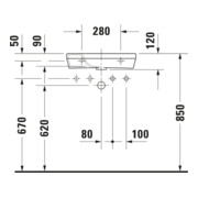 Duravit Lavabo mural DuraStyle 50x22 cm, sans trop-plein, avec trop-plein, sans trou de robinet, blanc-2