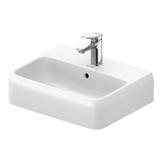 Duravit Lavabo mural Qatego 45x35 cm, avec robinetterie, trop-plein, trou de robinet, blanc brillant