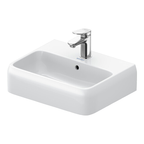 Duravit Lavabo mural Qatego 45x35 cm, avec robinetterie, trop-plein, trou de robinet, blanc brillant