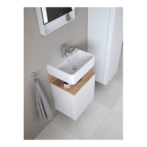 Duravit Lavabo mural Qatego 45x35 cm, avec robinetterie, trop-plein, trou de robinet, blanc brillant