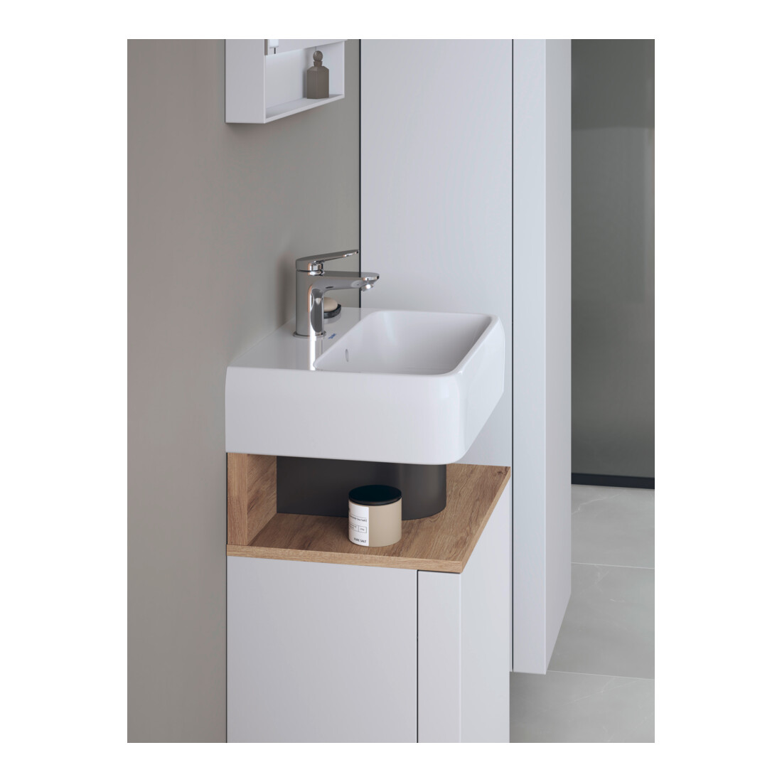 Duravit Lavabo mural Qatego 45x35 cm, avec robinetterie, trop-plein, trou de robinet, blanc brillant
