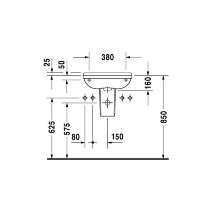 Duravit Lavabo mural Starck 3 50x26 cm, 2 trous prévus, avec trop-plein, blanc