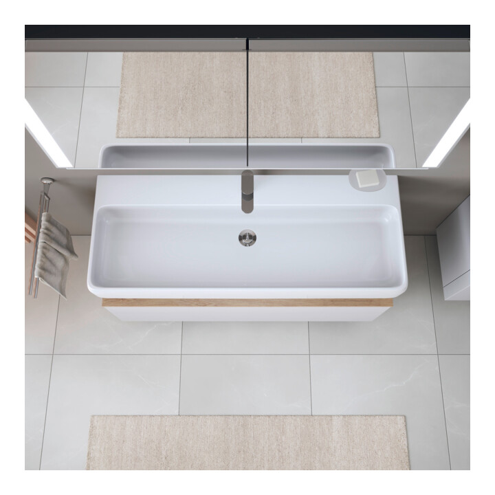 Duravit Lavabo Qatego 120x47 cm, avec trou robinet, blanc brillant