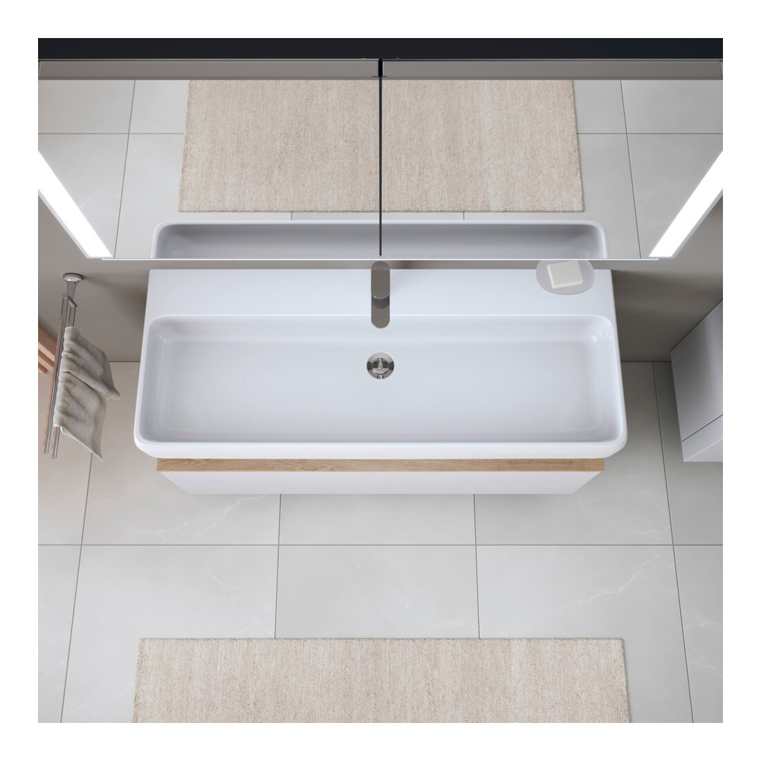 Duravit Lavabo Qatego 120x47 cm, avec trou robinet, blanc brillant