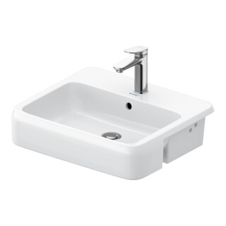 Duravit Lavabo semi-encastré Qatego 55x47 cm, EB v o, m HL, Ü, HL, blanc hgl