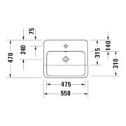 Duravit Lavabo semi-encastré Qatego 55x47 cm, EB v o, m HL, Ü, HL, blanc hgl-3