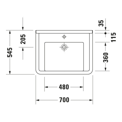 Duravit Lavabo Starck 3 Vital 70x54,5 cm, blanc, m HL, ÜL, HLB, accessible PMR