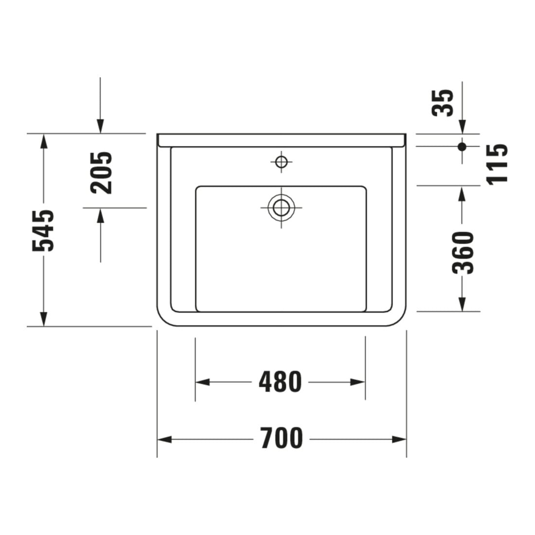Duravit Lavabo Starck 3 Vital 70x54,5 cm, blanc, m HL, ÜL, HLB, accessible PMR