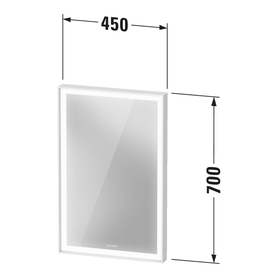 Duravit LED-Lichtspiegel L-Cube 45x70x6,7cm, 18W, gra m, Sen., Dimm., wd